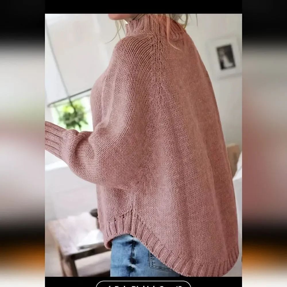 Boutique 9 Mauve Cable Knit Turtleneck Sweater - Picture 3 of 4